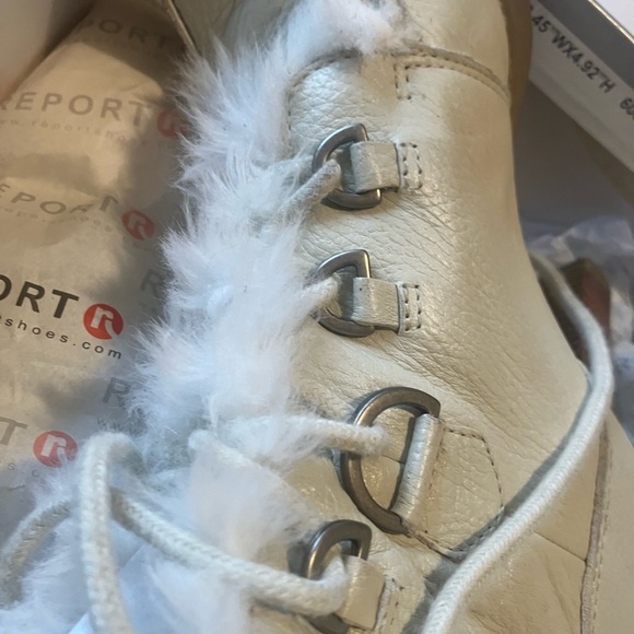 Report Vanilla Leather Faux Fur Cuff, Heeled Boots Sz. 8.5 - Picture 15 of 16